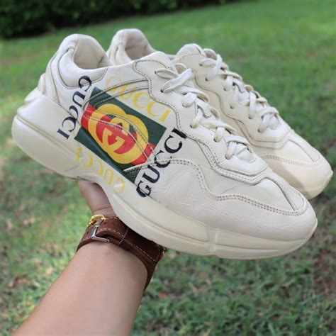 gucci rhyton logo leather sneaker legit check|其他.